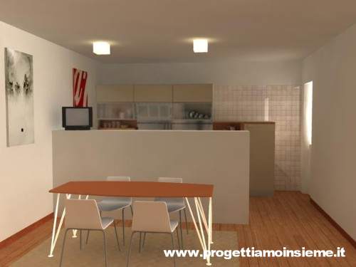 Progettiamo insieme arredamento e ristrutturazione ... Soggiorno e cucina ambiente unico