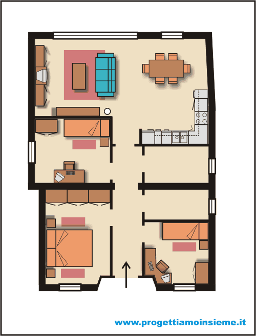 Progetto 70 mq. cheap progetto di interni di un di mq vista d cucina ... Appartamento 70 mq planimetria
